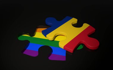 LGBT ve Romanya bayrak bir bulmaca parçası gibi.