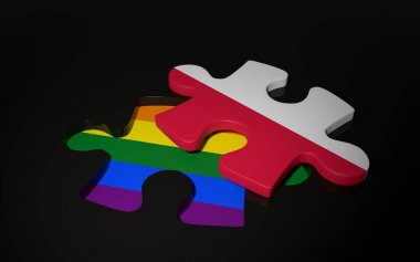 LGBT ve Polonya bayrak bir bulmaca parçası gibi.