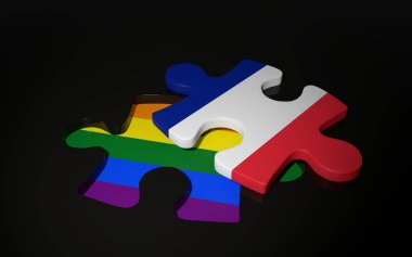 LGBT ve Fransa bayrak bir bulmaca parçası gibi.