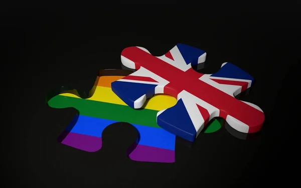 LGBT y la bandera de Gran Bretaña como una pieza de rompecabezas . — Foto de Stock