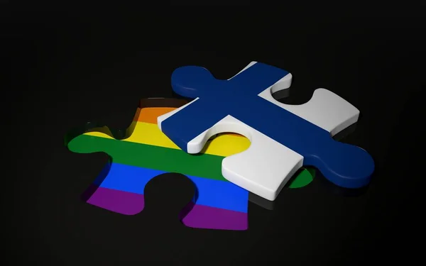 LGBT en Finland vlag als een puzzel stuk. — Stockfoto