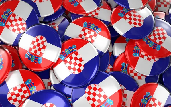 Croatia Badges Background - Pile of Croatian Flag Buttons.