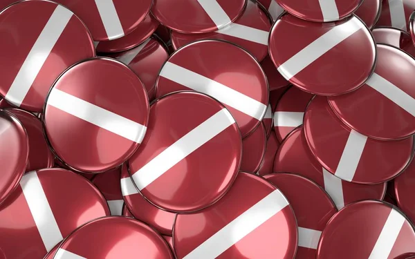 Letonia Insignias Antecedentes - Montón de botones de bandera de Letonia . —  Fotos de Stock