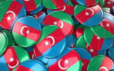 Azerbaycan rozetleri arka plan - Azerbaycan bayrağı düğmeleri yığını.