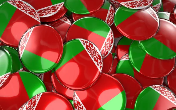 Belarus Badges Background - Pile of Belarusian Flag Buttons.