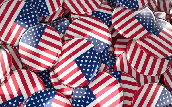 America Badges Background - Pile of American Flag Buttons.