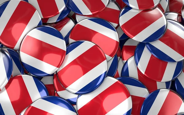 Costa Rica Badges Background - Pile of Costa Rican Flag Buttons.