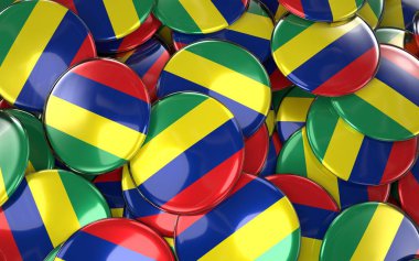 Mauritius rozetleri arka plan - Mauritius bayrak düğmelerini yığını.