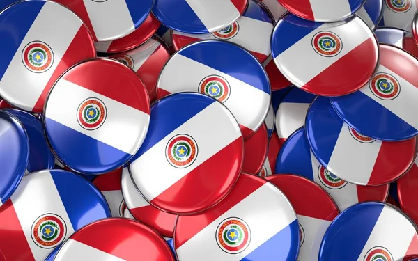 Paraguay Insignias Antecedentes - Montón de botones de bandera paraguaya . — Foto de Stock