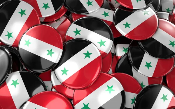 Syria Badges Background - Pile of Syrian Flag Buttons.