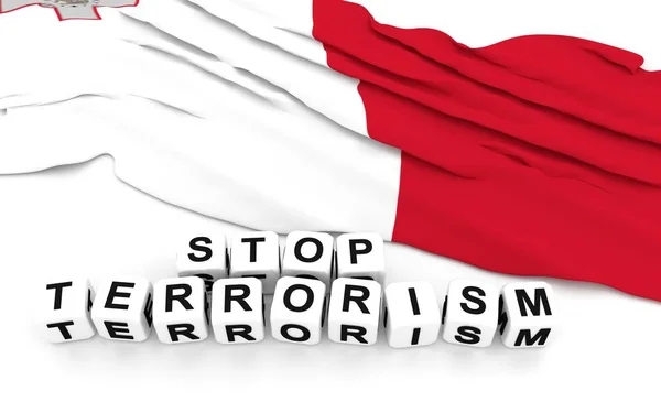 Malta Flagge und Text stoppen den Terrorismus. — Stockfoto