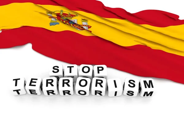 İspanyol bayrağı ve metin terörizm durdurmak. — Stok fotoğraf