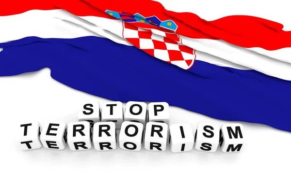 크로아티아 국기와 텍스트 중지 테러. — 스톡 사진