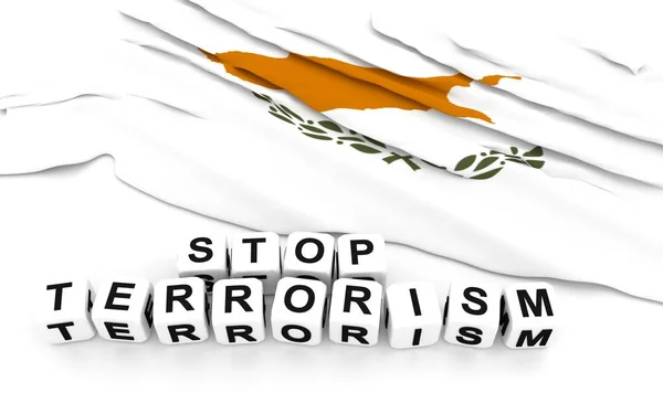 Bandiera cipriota e testo fermare il terrorismo . — Foto Stock