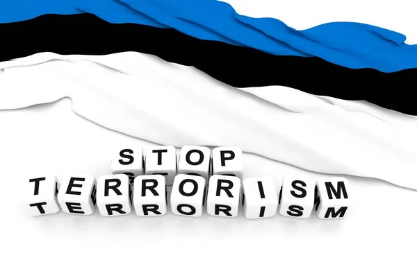 Estnische Flagge und Text stoppen den Terrorismus. — Stockfoto