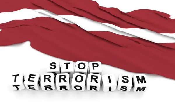 Bandera y texto letones paran el terrorismo . — Foto de Stock