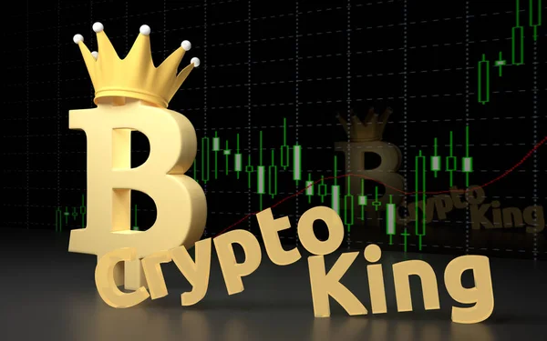 Знак валюты биткойна и текст CryptoKing . — стоковое фото