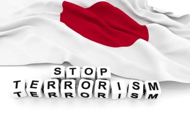 Japon bayrağı ve metin terörizm durdurmak.