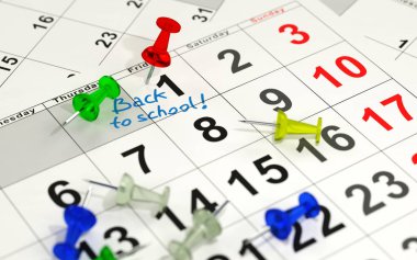 Kırmızı PIN bir takvim önemli gününde işaretleme