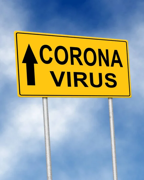Útjelző Szimbólum Szöveges Corona Vírus — Stock Fotó