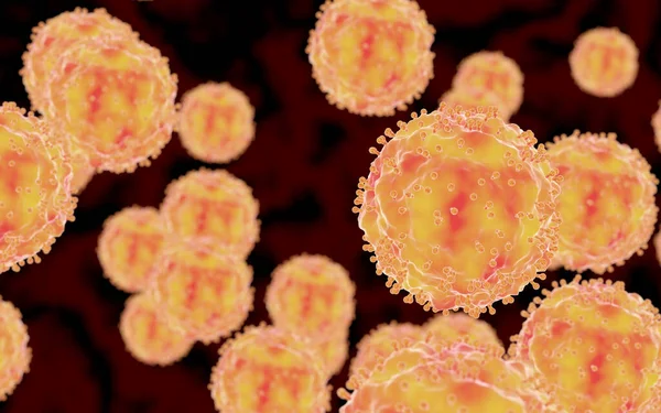 Ilustração Conceito Coronavirus Sob Microscópio Renderização — Fotografia de Stock