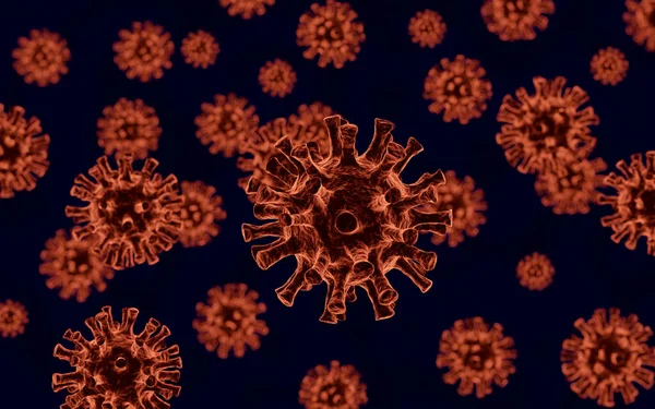 Ilustração Conceito Coronavirus Sob Microscópio Renderização — Fotografia de Stock