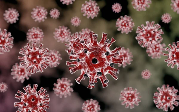 Ilustração Conceito Coronavirus Sob Microscópio Renderização — Fotografia de Stock