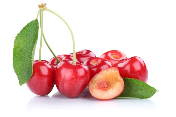 Cerejas cereja fresco orgânico frutas de verão frutas isoladas no wh — Fotografia de Stock