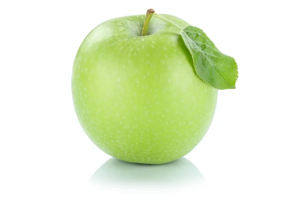 ผลไม้แอปเปิ้ลสีเขียวสดแยกบนสีขาว — ภาพถ่ายสต็อก