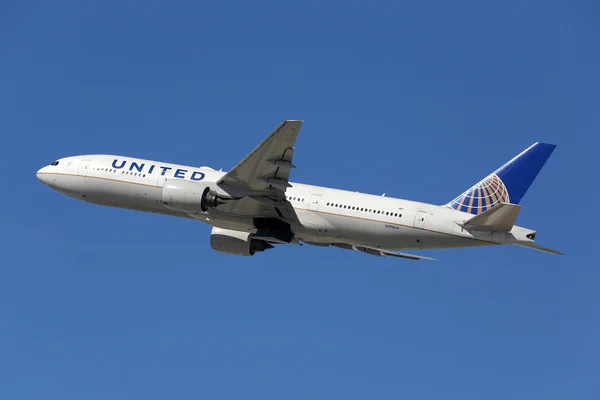 美国联合航空公司波音777-200飞机 图库图片
