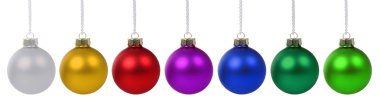 Noel baubles WHI üzerinde izole bir satır advent renkli topları