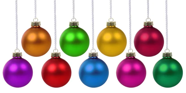 Bolas de Navidad colgando adornos coloridos decoración —  Fotos de Stock