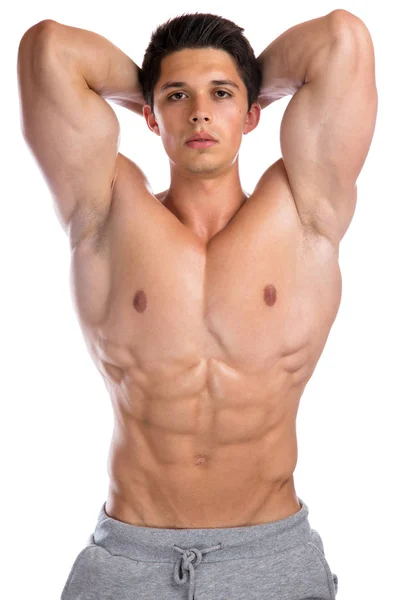 Musculação fisiculturista músculos flexores posando bui construtor de corpo — Fotografia de Stock