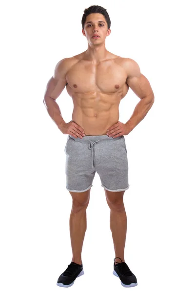 Bodybuilder bodybuilding muscles standing whole body portrait st — Stock Photo, Image