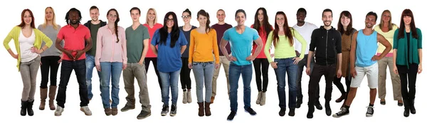 Gran grupo de jóvenes sonrientes felices multiétnicos — Foto de Stock