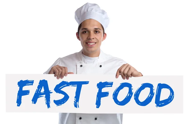 Fast food Niezdrowe jedzenie jeść kucharz na białym tle — Zdjęcie stockowe