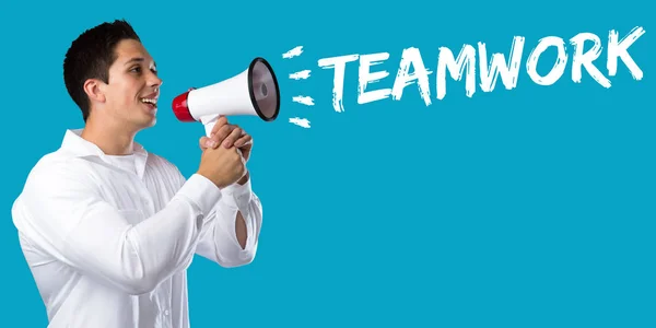 Teamwork team working together business concept success young ma — Stock Photo, Image