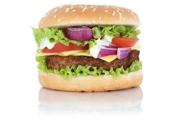 Ostburgare hamburger ost isolerade — Stockfoto