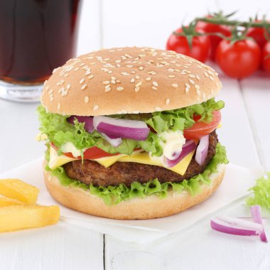 Çizburger hamburger hamburger menü yemek cola içecek