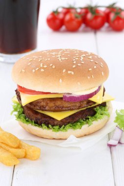 Çift peynirli burger hamburger menü yemek cola içecek