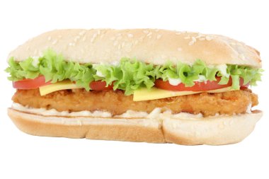 Chickenburger tavuk burger hamburger marul izole