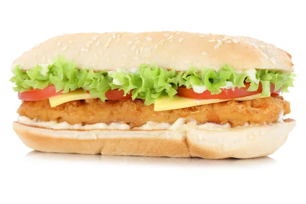 Chickenburger kuřecí hamburger sýr, samostatný — Stock fotografie