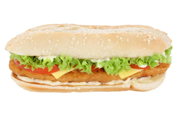 Chickenburger kuřecí burger rajčata salát sýr, samostatný — Stock fotografie