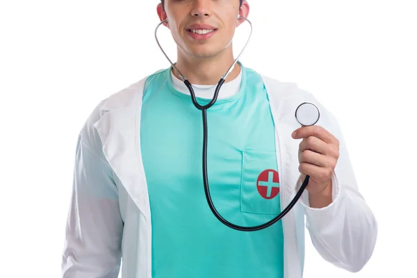 Doktor s stetoskop srdce zdravotnické izolované — Stock fotografie