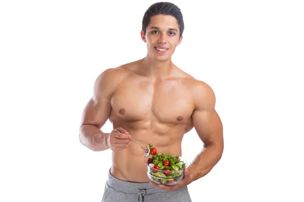 Eating food salad bodybuilding bodybuilder body builder building — Stock Photo, Image