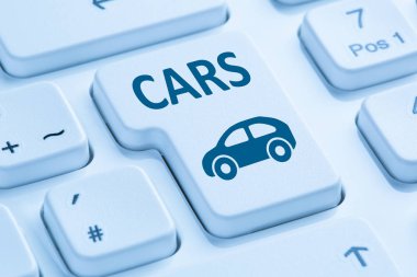 Satın alma araba otomobiller online düğmesi mavi bilgisayar klavye satış