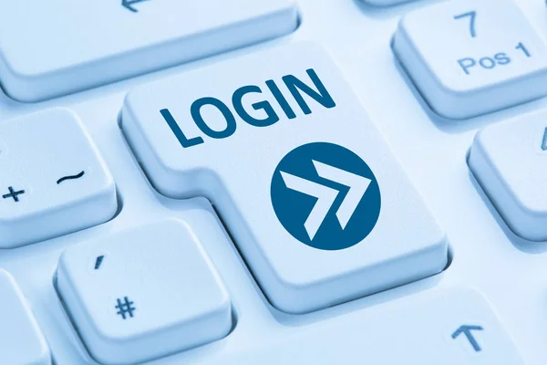 Login button submit blue computer keyboard — Stock Photo, Image