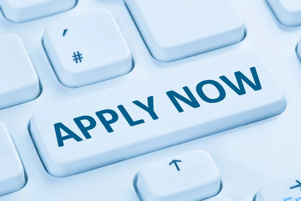 Application apply online job search internet blue computer keybo — Stock Photo, Image