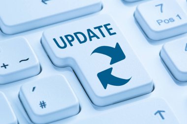 Bilgisayar yazılım güncelleştirme ağ güvenlik virüs mavi klavye