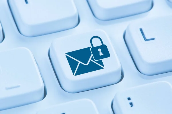 Sending encrypted E-Mail protection secure mail internet blue co — Stock Photo, Image